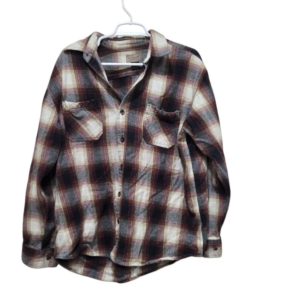 C.E. Schmidt Workwear XL Burgundy Shadow Plaid Cotton Flannel Shirt
